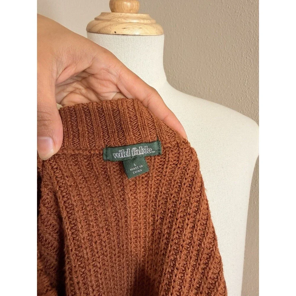 Wild Fable Brown Ribbed Knit Pullover Sweater Crew Neck Lightweight Size L - Picture 6 of 6